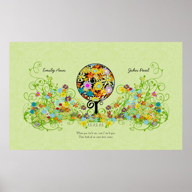 Póster Casamento de Árvore Flor no Círculo de Floresta Má (Frente)