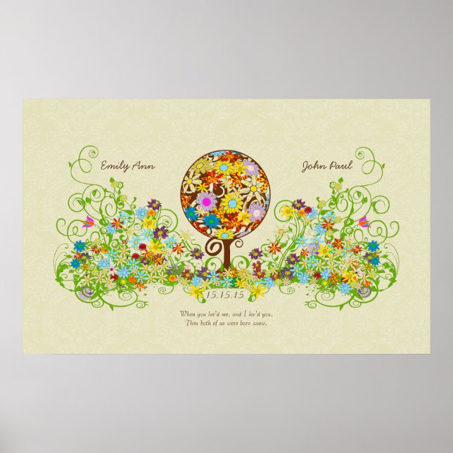 Póster Casamento de Árvore Flor no Círculo de Floresta Má (Frente)