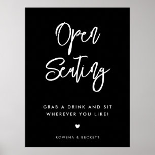 Poster Casamento de assentos negros contemporâneos