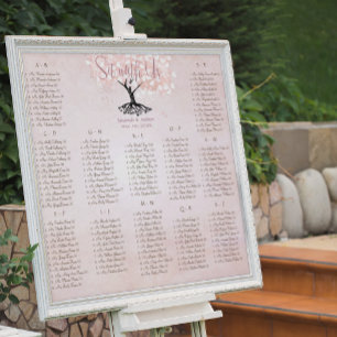 Poster Casamento de aves com amor de folha de cor rosa