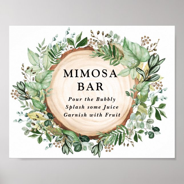 Poster Casamento de Bar Boêmia Russo Leafy Greenery Mimos (Frente)