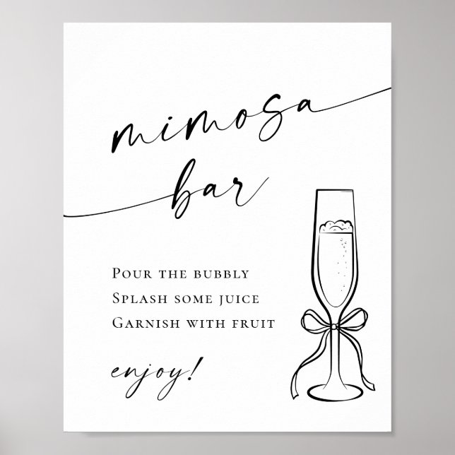 Poster Casamento de Bar Mimosa Simples e Elegante (Frente)