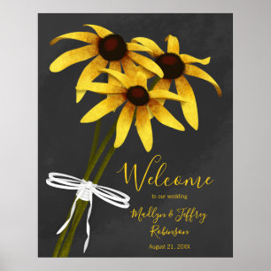 Poster casamento de Black Eyed Susan com flores silvestre