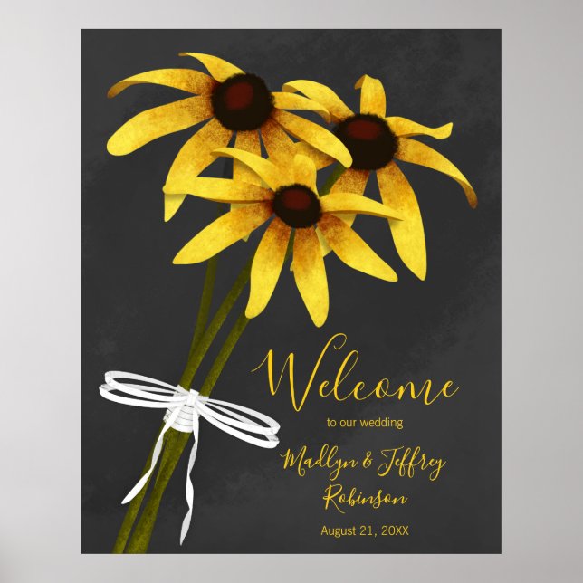 Poster casamento de Black Eyed Susan com flores silvestre (Frente)