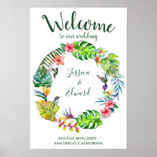 Poster Casamento de boas-vindas ao colorido Tropical Para
