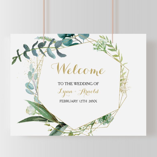 Poster Casamento de Boas-vindas ao Eucalyptus Dourado e V (Criador carregado)