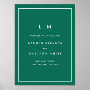 Poster Casamento de Boas-vindas ao Monograma Jewel Tone E