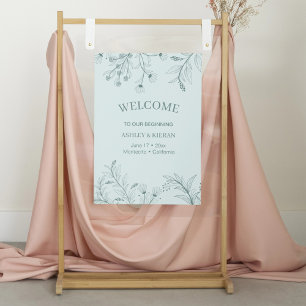 Poster Casamento de Boas-vindas ao Teal Floral Elegante