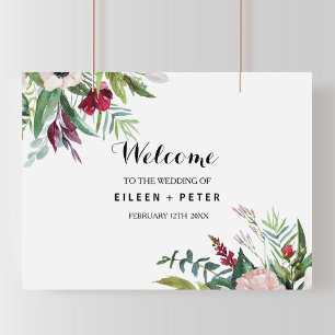 Poster Casamento de Boas-vindas ao Tropical Floral Verde