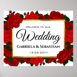 Poster Casamento de Boas-vindas às Rosas vermelhas de Pai