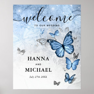 Poster Casamento de boas-vindas com a Borboleta Azul de P