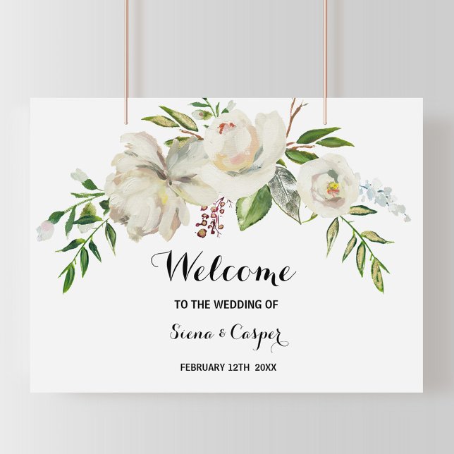 Poster Casamento de Boas-vindas da Elegante Winter White  (Criador carregado)