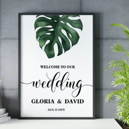 Poster Casamento de Boas-vindas da Monstera Verde