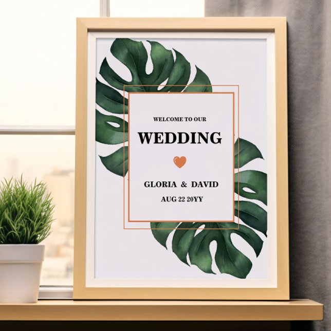 Poster Casamento de Boas-vindas da Monstera Verde (Criador carregado)