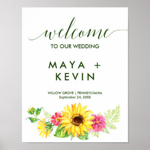 Poster Casamento de Boas-Vindas da Summer Sunflower