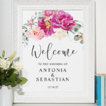 Casamento de Boas-vindas da Watercolor Pink Fuchsi