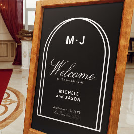 Poster Casamento de boas-vindas do Black White Arch Minim