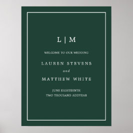Poster Casamento de Boas-vindas do Elegante Verde da Flor