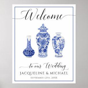 Poster Casamento de Boas-vindas do Jar Chinoiserie Blue W