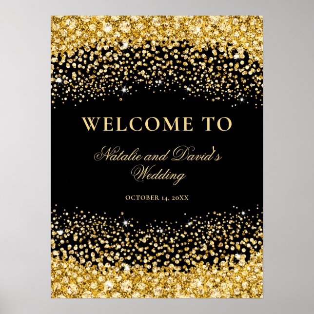 Poster Casamento de boas-vindas Dourado negro (Frente)