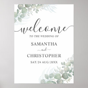 Poster Casamento de Boas-vindas Elegante Calliografia e E