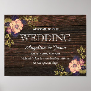 Poster Casamento de Boas-Vindas em Madeira Rústica