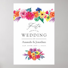 Poster Casamento de Boas-Vindas Festa Floral Aquarela