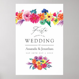 Poster Casamento de Boas-Vindas Festa Floral Aquarela
