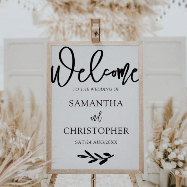 Poster Casamento de Boas-vindas preto e branco simples mo (Criador carregado)