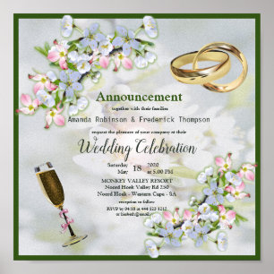 Poster Casamento de Buquê Cherry Blossom