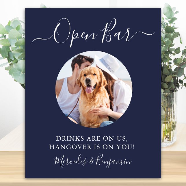 Poster Casamento de Cachorro Pet Open Bar Azul Marinho Fo (Criador carregado)