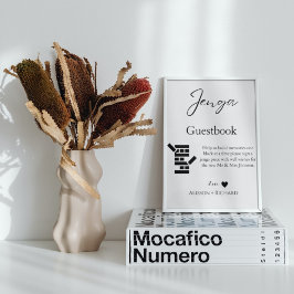 Poster Casamento de caligrafia elegante Guestbook Jenga
