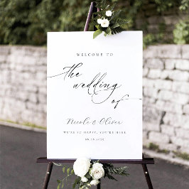 Poster Casamento de Caligrafia Moderna em Preto e Branco 