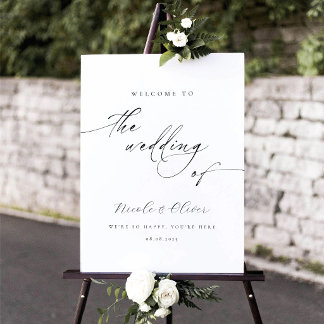 Poster Casamento de Caligrafia Moderna em Preto e Branco 