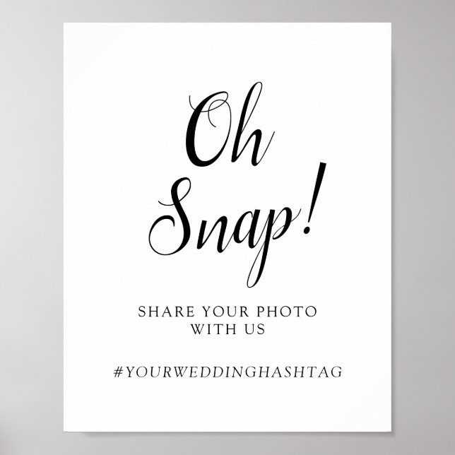 Poster Casamento de caligrafia "Oh Snap!" Assinar (Frente)