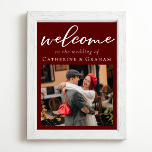 Poster Casamento de Casal Elegante Burgundy