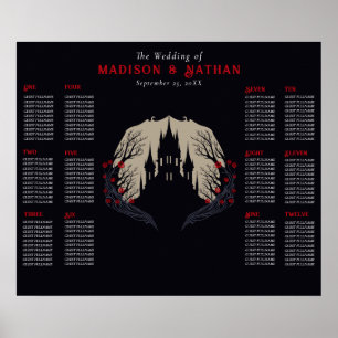 Poster Casamento De Casamento Do Castelo De Floral Gótico