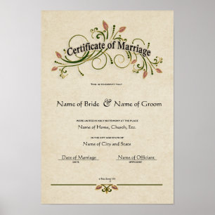 Póster Casamento de Certificado-(Guarda Ornamental)