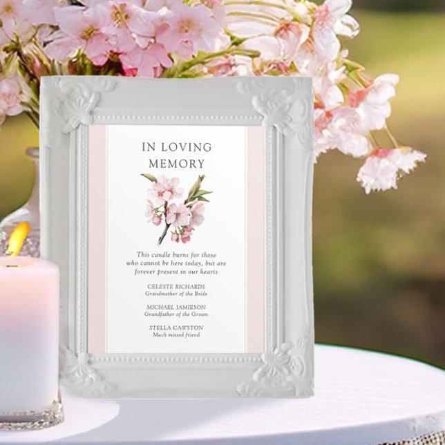 Poster Casamento De Cherry Blossom Na Memória Amante (In Loving Memory Sign from the Cherry Blossom Wedding Collection by Darling & May)
