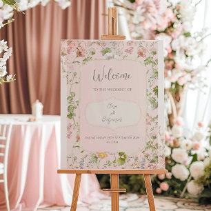 Poster Casamento de Chinoiserie Floral Rosa