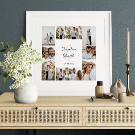 Poster Casamento de colagem mínima de fotos elegante