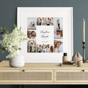 Poster Casamento de colagem mínima de fotos elegante