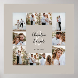 Poster Casamento de colagem mínima de fotos elegante