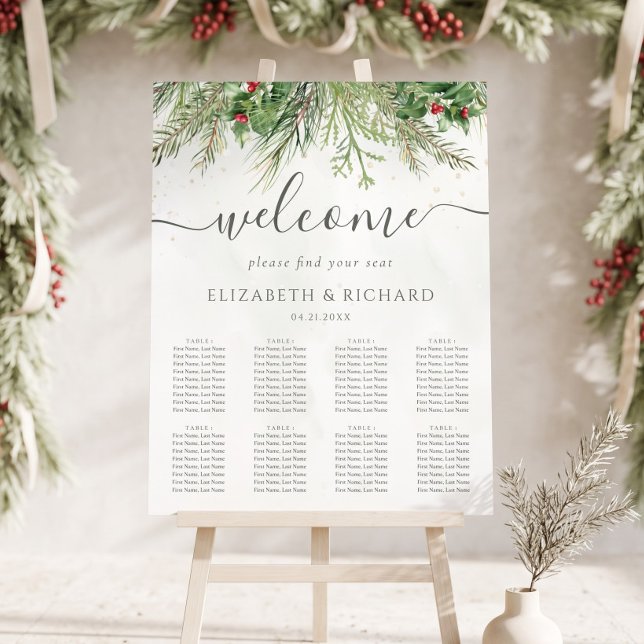 Poster Casamento de Cone de Pinheiro Frutas Verde Natal R (Criador carregado)