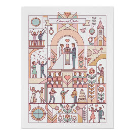 Póster Casamento de Conto de Fadas Art Déco