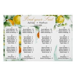 Póster Casamento de cor d'água floral e Fruta elegante