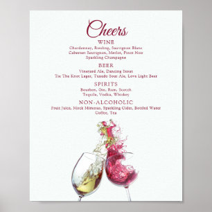 Poster Casamento de dança de vinho tinto e branco elegant