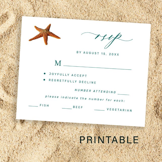 Poster Casamento de destino menu impresso escolha RSVP (Criador carregado)