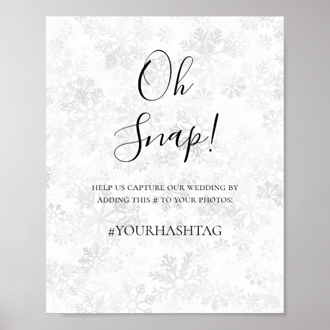 Poster Casamento de Floco de Neve de Inverno (Frente)