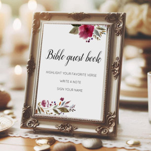 Poster Casamento de Flores de Borgonha do Livro de Convid